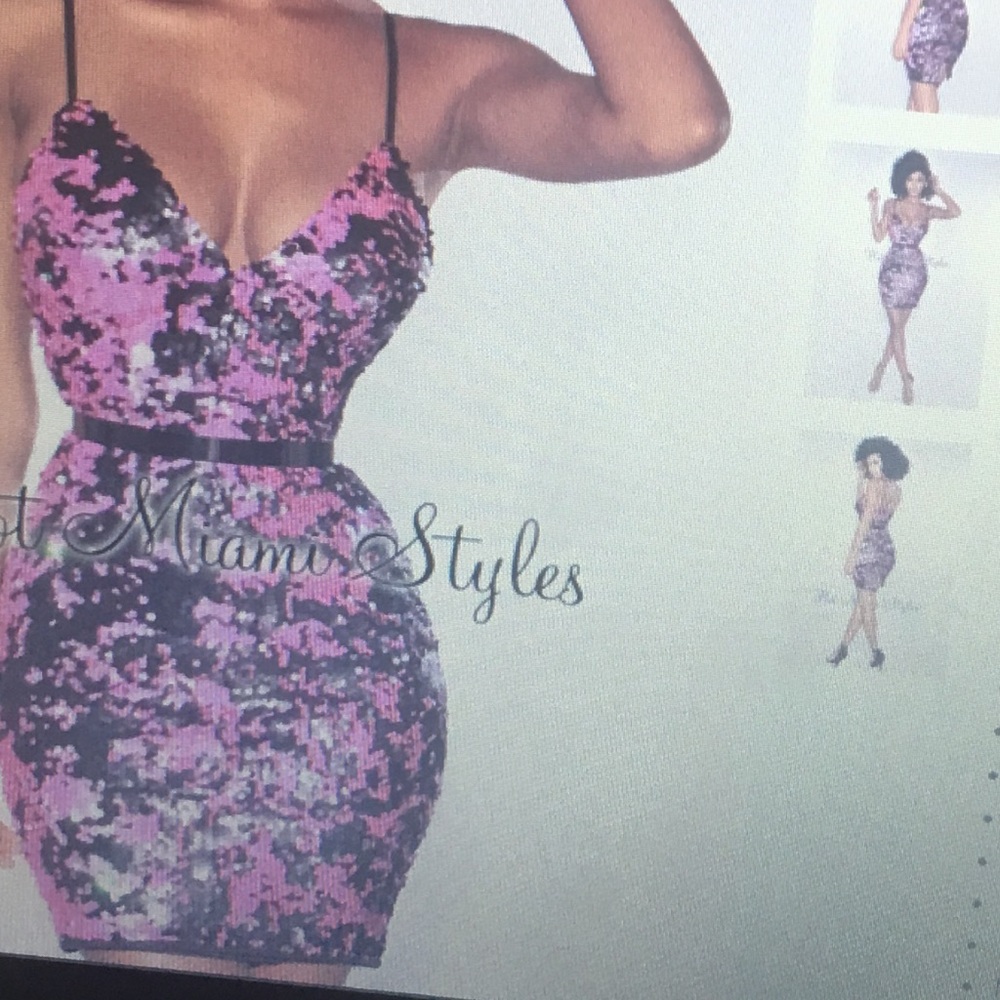 Black and pink sequin dress